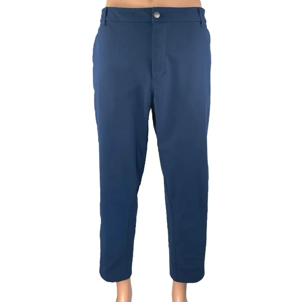 Lululemon Men's Blue Straight Leg High Waist Chino Khaki Trousers Dress Pants 36